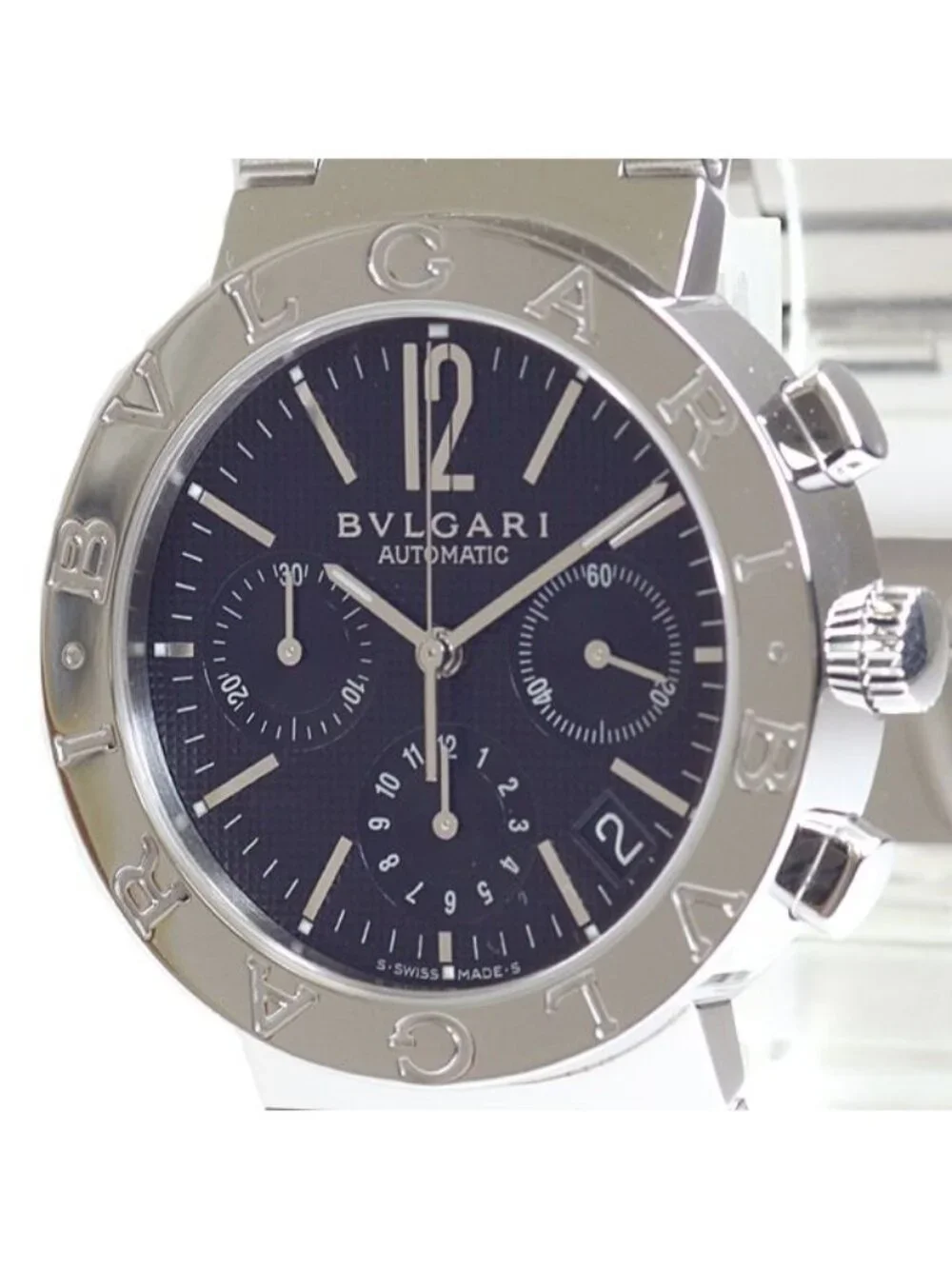 Bvlgari Watch Date Chronograph BB 38 Ssch Black Dial Automatic